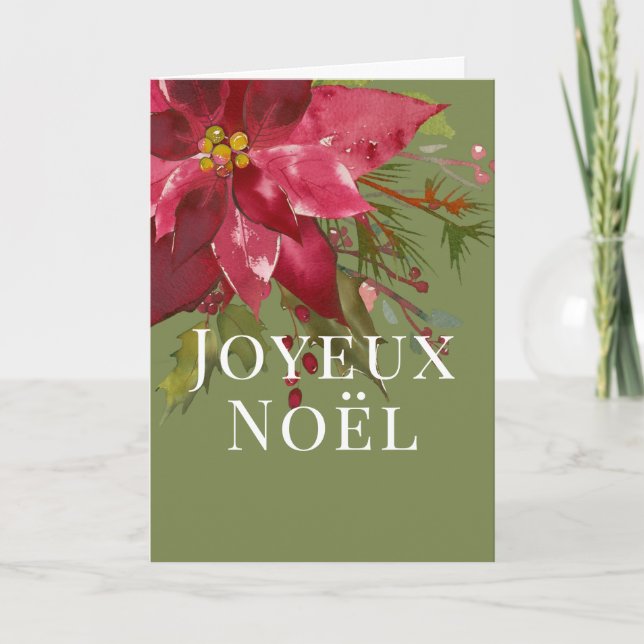 Tarjeta Festiva Navidades Poinsettia Joyeux Noël (Anverso)