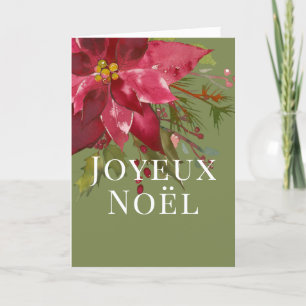 Tarjeta Festiva Navidades Poinsettia Joyeux Noël