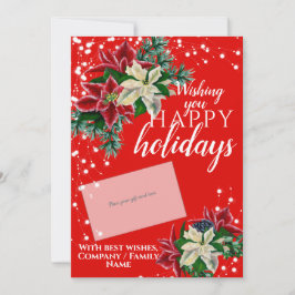 Tarjeta Festiva Navidades Poinsettia Red Gift Card Holder