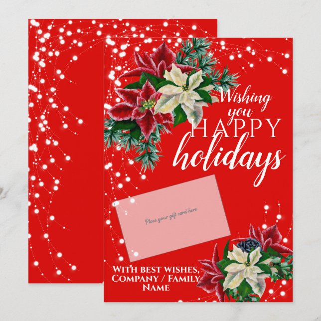 Tarjeta Festiva Navidades Poinsettia Red Gift Card Holder (Anverso / Reverso)