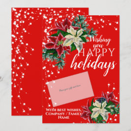 Tarjeta Festiva Navidades Poinsettia Red Gift Card Holder
