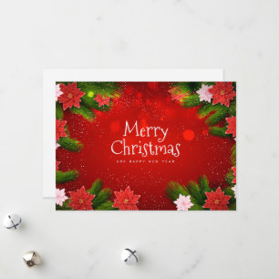 Tarjeta Festiva Navidades Poinsettias