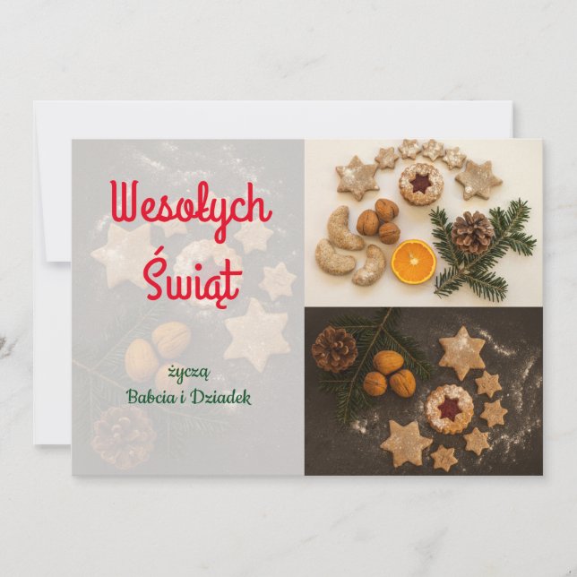 Tarjeta Festiva Navidades polacos de Wesołych Świąt (Anverso)