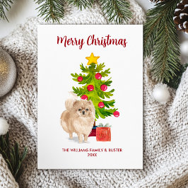 Tarjeta Festiva Navidades Pomerania Dog