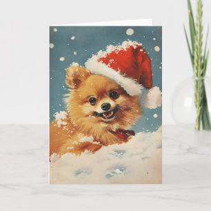 Tarjeta Festiva Navidades pomeranianos personalizados