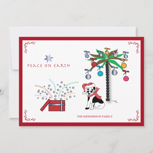 Tarjeta Festiva Navidades por la paz en la Tierra - Vacaciones mul (Anverso)