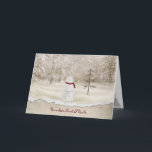 Tarjeta Festiva Navidades por tía y tío<br><div class="desc">Navidades snowman con estrella dorada.</div>