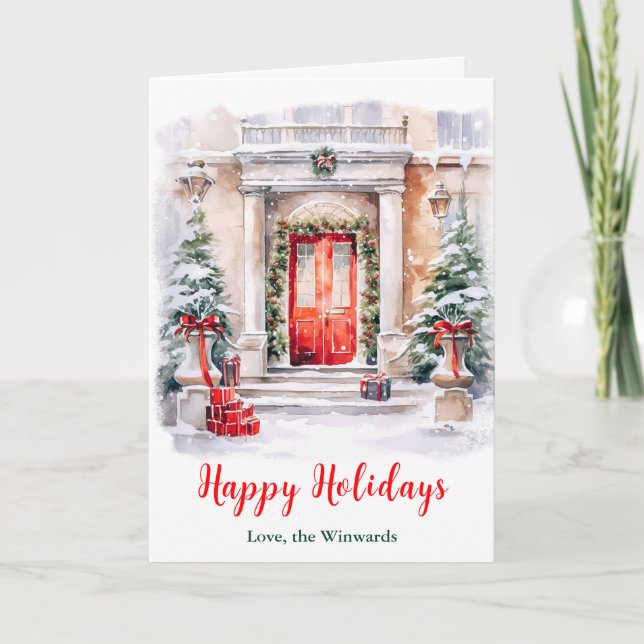 Tarjeta Festiva Navidades Porch Happy Holidays (Anverso)