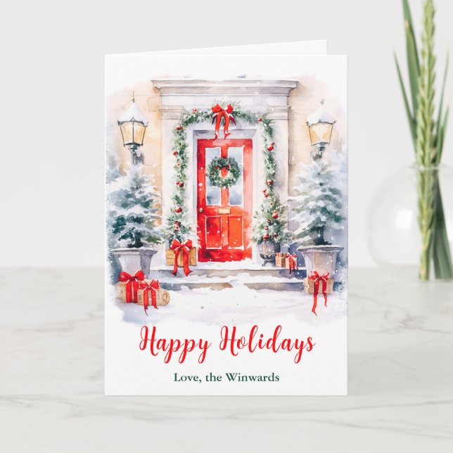 Tarjeta Festiva Navidades Porch Happy Holidays (Anverso)