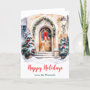 Tarjeta Festiva Navidades Porch Happy Holidays