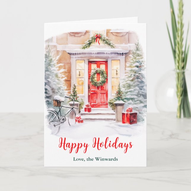 Tarjeta Festiva Navidades Porch Happy Holidays (Anverso)
