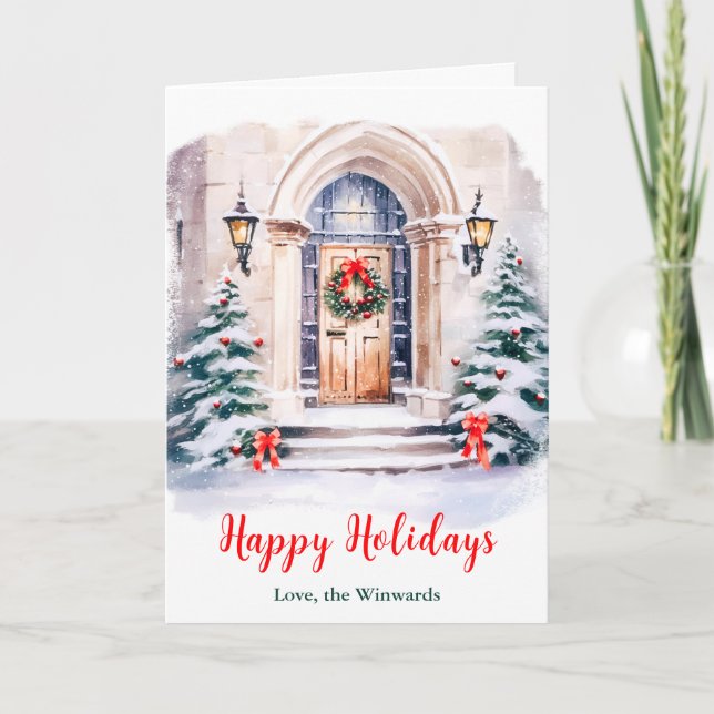 Tarjeta Festiva Navidades Porch Happy Holidays (Anverso)