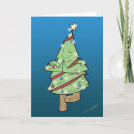 Tarjeta Festiva Navidades - Pose del árbol del yoga