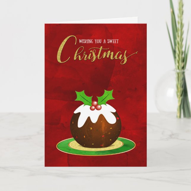 Tarjeta Festiva Navidades Pudding Navidades dulces Antecedentes ro (Anverso)