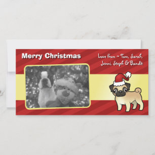 Tarjeta Festiva Navidades Pug