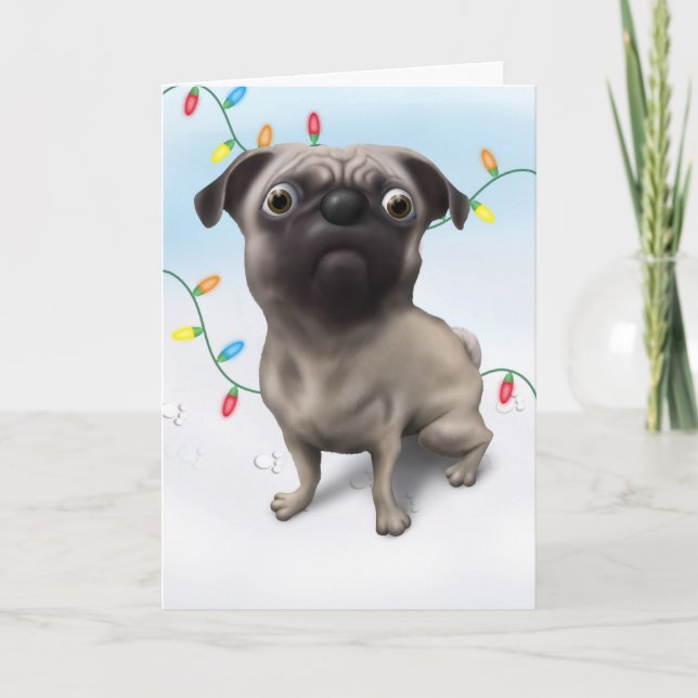 Tarjeta Festiva Navidades Pug (Anverso)