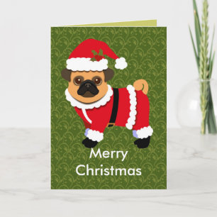 Tarjeta Festiva Navidades pug