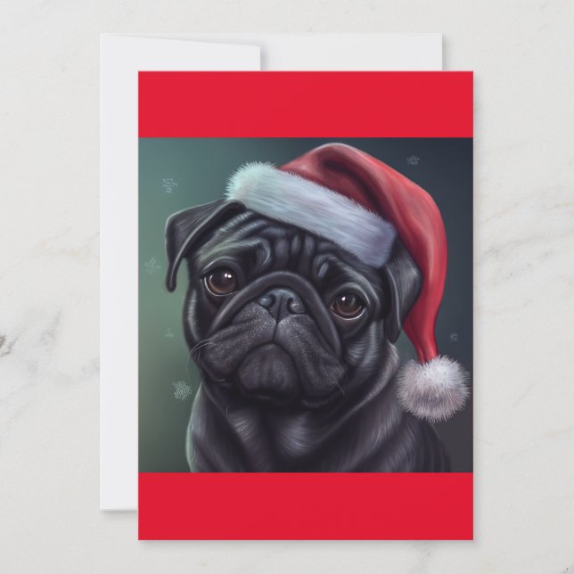 Tarjeta Festiva Navidades Pug Dog , regalo de T-Shirt de amante de (Anverso)