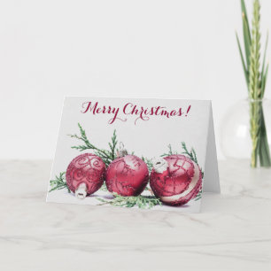 Tarjeta Festiva Navidades Purpurina Ornamentos Pintura de aceite
