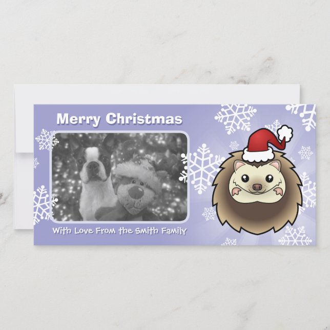 Tarjeta Festiva Navidades Pygmy Hedgehog (Anverso)