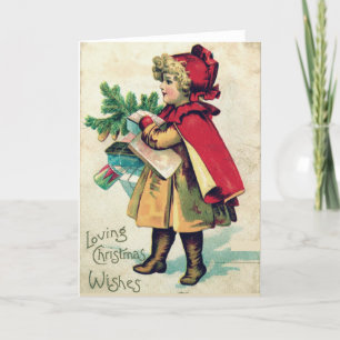 Tarjeta Festiva Navidades queridos desean Navidades de la Caperuci