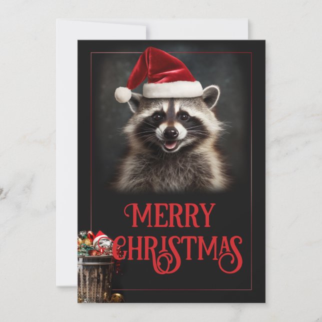 Tarjeta Festiva Navidades Raccoon (Anverso)