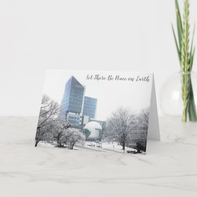 Tarjeta Festiva Navidades Raleigh NC North Carolina Peace on Earth (Anverso)