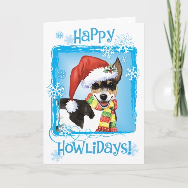 Tarjeta Festiva Navidades Rat Terrier (Anverso)