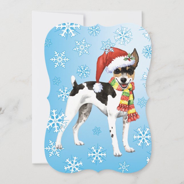 Tarjeta Festiva Navidades Rat Terrier (Anverso)