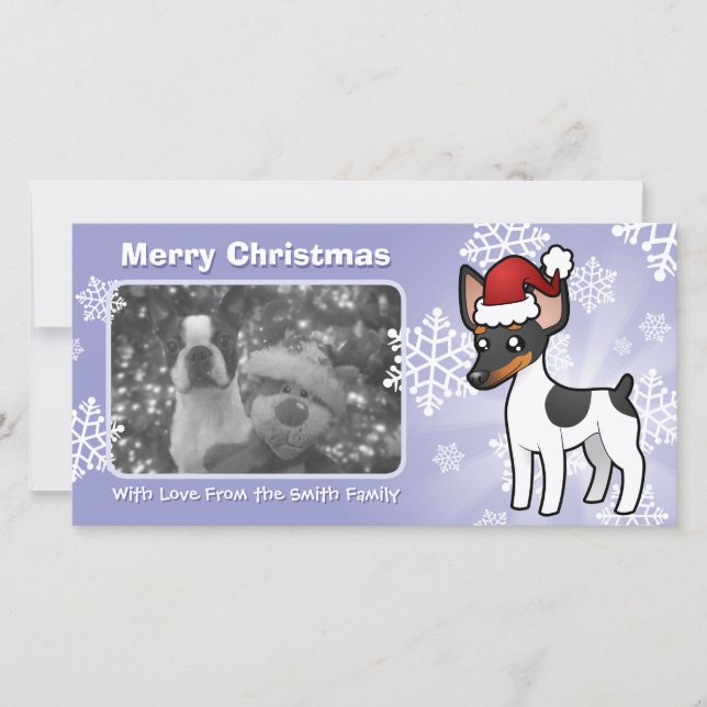 Tarjeta Festiva Navidades Rat Terrier / Toy Fox Terrier (Anverso)