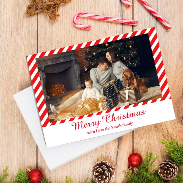 Tarjeta Festiva Navidades rayas blancas y rojas 1 foto (Subido por el creador)