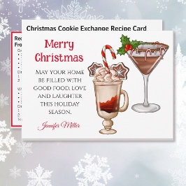 Tarjeta Festiva Navidades Recetas Intercambio de Cócteles 5 x 7 Va