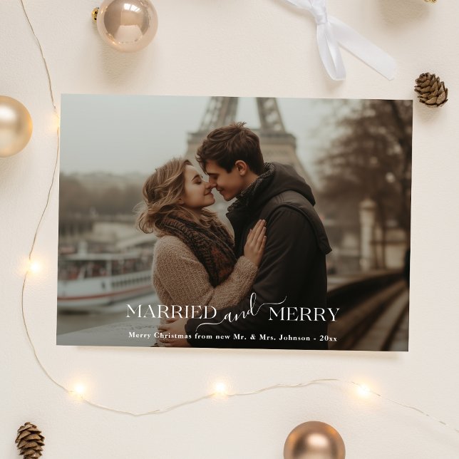 Tarjeta Festiva Navidades recién casados casados y fotos de moras (Subido por el creador)