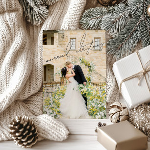Tarjeta Festiva Navidades recién casados clásicos de fotografía