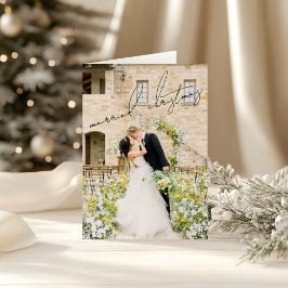 Tarjeta Festiva Navidades recién casados clásicos de fotografía