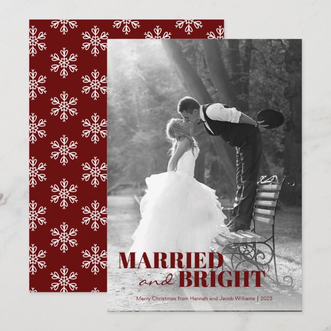 Tarjeta Festiva Navidades recién casados y brillantes (Anverso / Reverso)