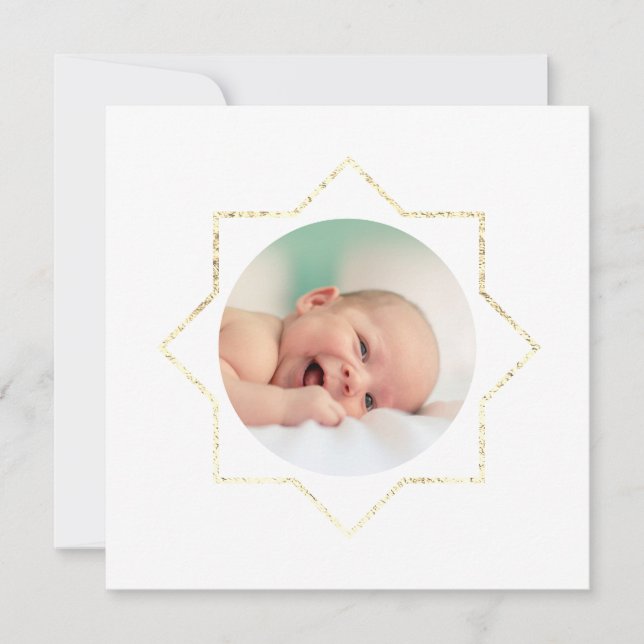 Tarjeta Festiva navidades recién nacido falso marco de Relieve met (Anverso)