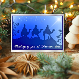 Tarjeta Festiva Navidades recuerdan simpatía Wisemen cristiano