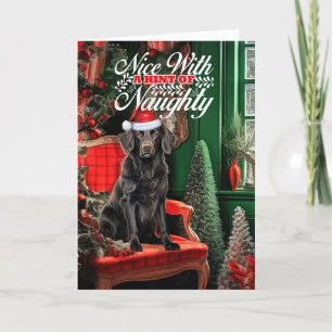 Tarjeta Festiva Navidades recuperadores de abrigo plano perro trav