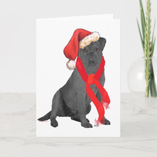 Tarjeta Festiva Navidades recuperadores del labrador negro (Anverso)