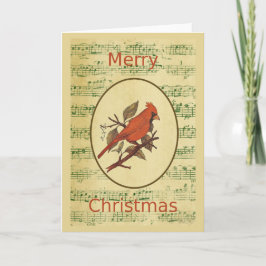 Tarjeta Festiva Navidades Red Bird Cardinal Green