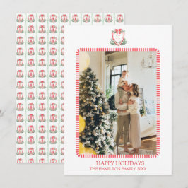 Tarjeta Festiva Navidades Red Door Monograma foto Grandmillennial