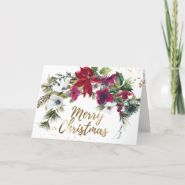 Tarjeta Festiva Navidades Red Poinsettia Pine Biblia Isaiah 9:6