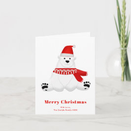 Tarjeta Festiva Navidades Red Polar Bear Cute