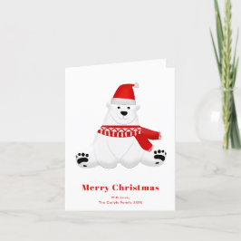 Tarjeta Festiva Navidades Red Polar Bear Cute