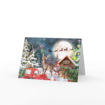 Navidades Red Truck Santa Rustic Windays