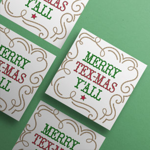 Tarjeta Festiva Navidades Red y Verde Merry Tex-Mas Y'all