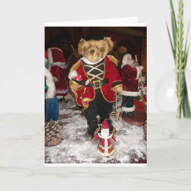 Tarjeta Festiva Navidades Regales Impresión de arte navideño Teddy (Anverso)