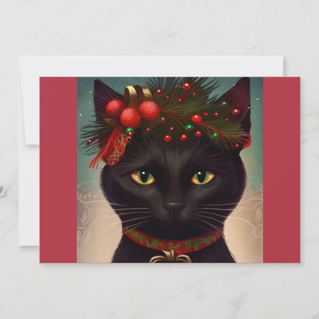 Tarjeta Festiva Navidades regalo de gato negro T-Shirt (Anverso)