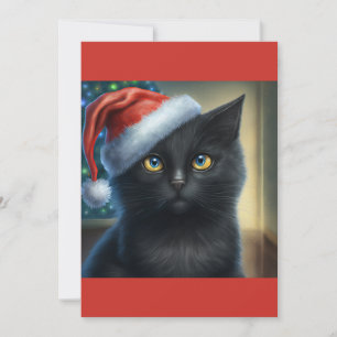 Tarjeta Festiva Navidades regalo de gato negro T-Shirt
